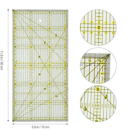 15*30 Quilters Ruler with Double Colored and Grid Lines Patchwork Ruler Acrylic Sewing Ruler for Sewing Quilting Cutting Rule