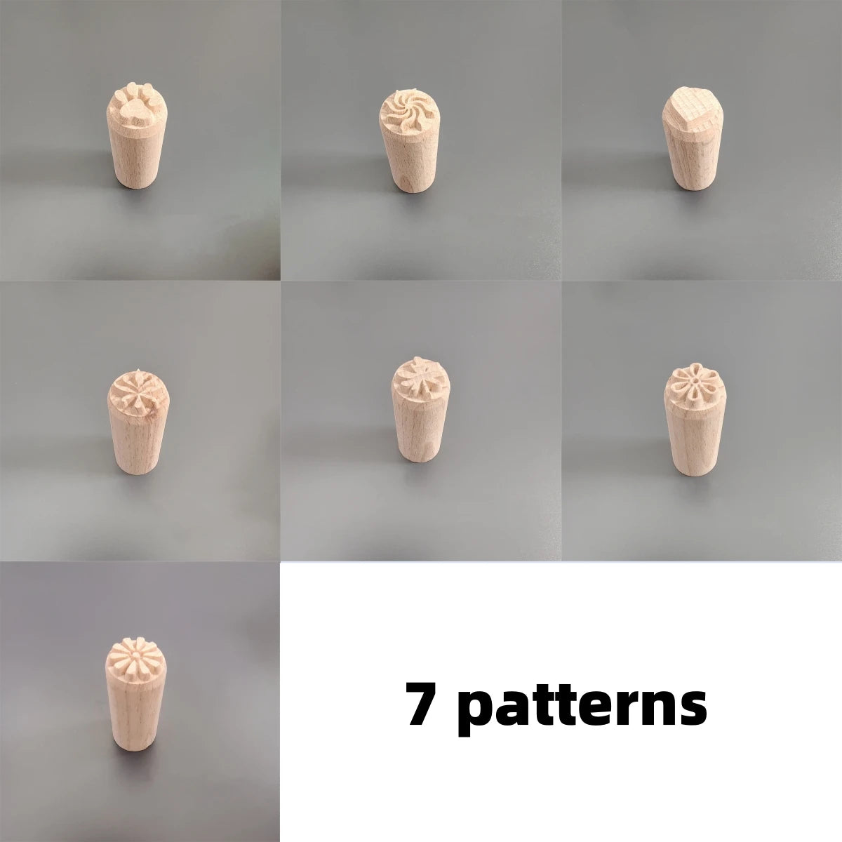 9 Patterns Wood Stamps DIY Wooden Clay Seal Set Round Pottery Tool Moon Cake Mantou Pasta Kitchen Food Seal Homemaking Tool 1
