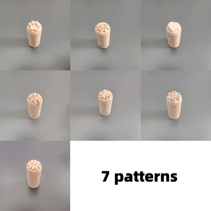 9 Patterns Wood Stamps DIY Wooden Clay Seal Set Round Pottery Tool Moon Cake Mantou Pasta Kitchen Food Seal Homemaking Tool 1