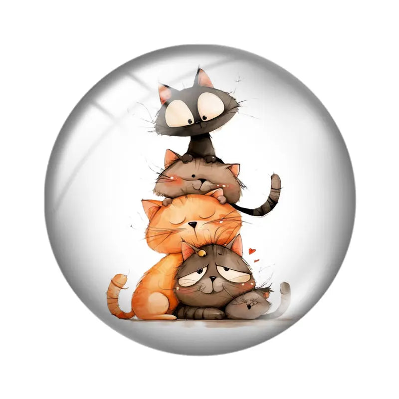 Funny Cats 10pcs 12mm/18mm/20mm/25mm Round photo glass cabochon demo flat back Making findings - 10pcs-BG2190-01 / 25mm