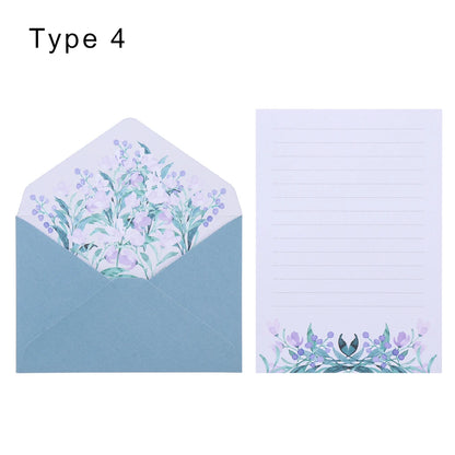 6Pcs Differrent Design Writing Paper With 3Pcs Envelopes Cartoon Pattern Vintage Floral Letter Stationery School Office Suppl