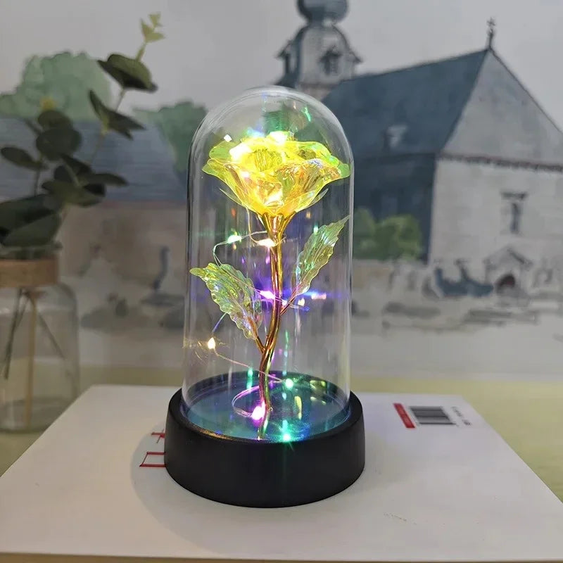 Artificial Rose Flowers Valentines Day Gift for Girlfriend Eternal Rose LED Light Foil Flower Wedding Decor Christmas Gifts -