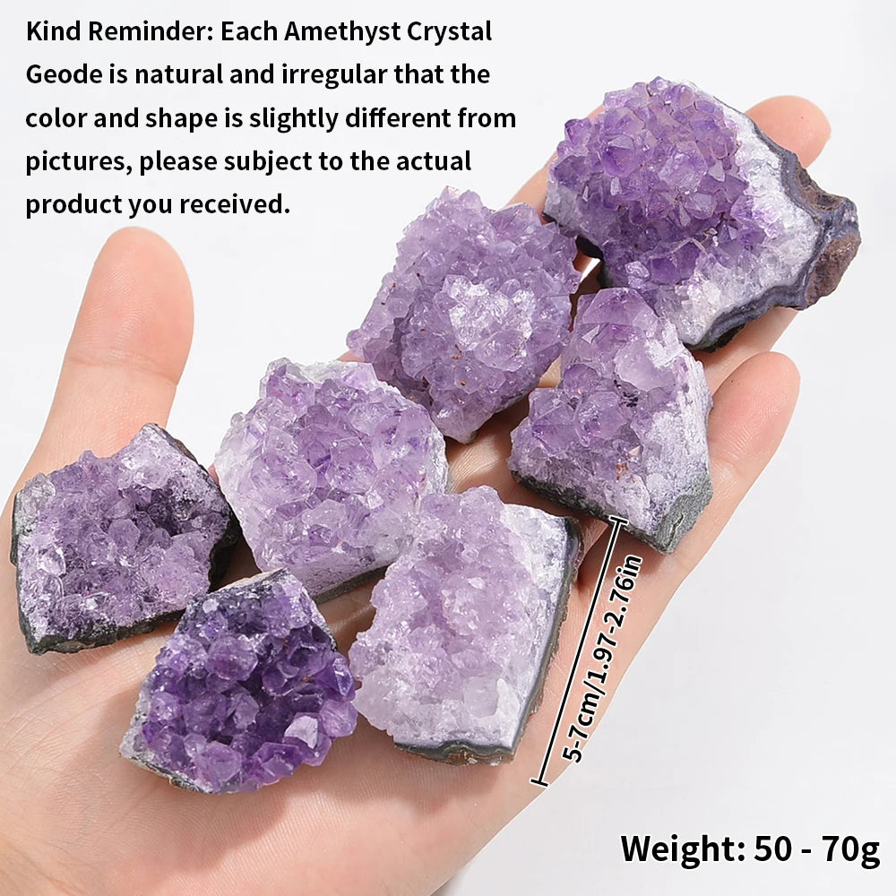30-70g Natural Amethyst Geode Cave Healing Crystal Stones Rock Cluster Druzy Witchcraft Raw Amethyst Gemstone Specimen - 1PC-