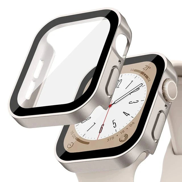 Glass+Case for Apple Watch 42 46mm 45mm 41 49 44mm 40 Mm Straight Edge Screen Protector Cover Case iWatch SE 6 7 8 9 10 11 Ul