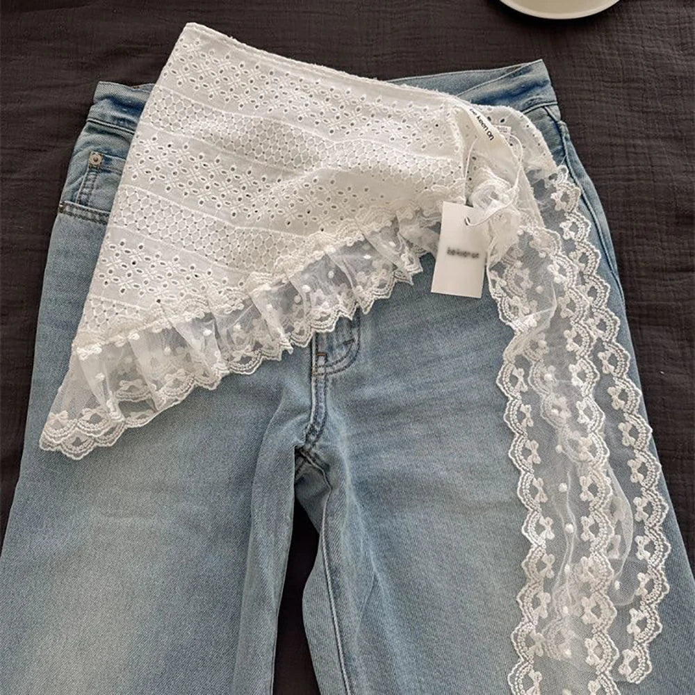 Lace Trim Hair Scarf Triangle Short Skirt Half Skirt Butt Curtain Skirt Lace Trim Apron Soft Lace Stacked Spring Headscarf - 