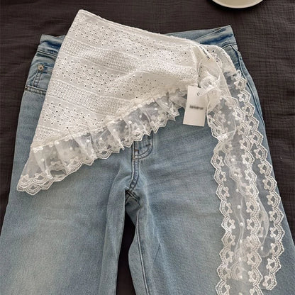 Lace Trim Hair Scarf Triangle Short Skirt Half Skirt Butt Curtain Skirt Lace Trim Apron Soft Lace Stacked Spring Headscarf - 