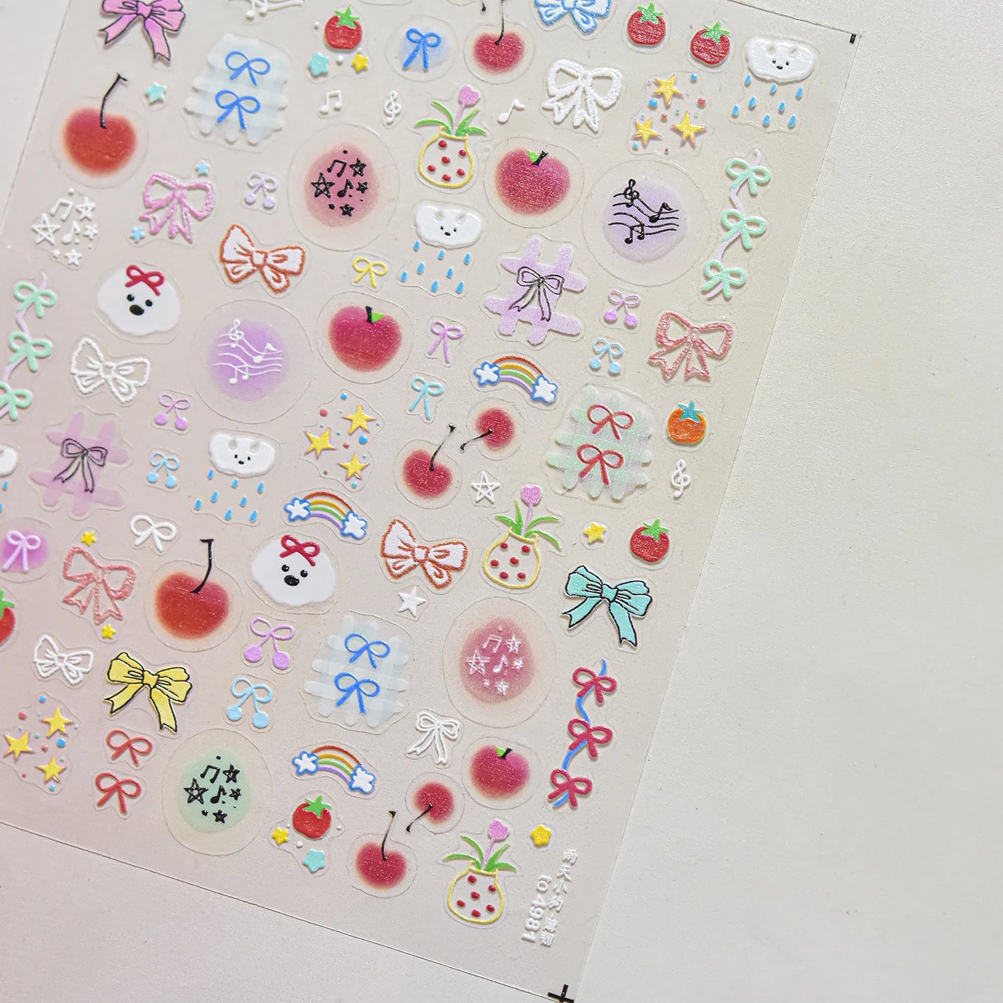 Balloon Puppy Jelly 5D Nail Art Stickers 3D Cute Love Bows Cherry Adhesive Nail Stickers Manicure Decals DIY Nail Accessories
