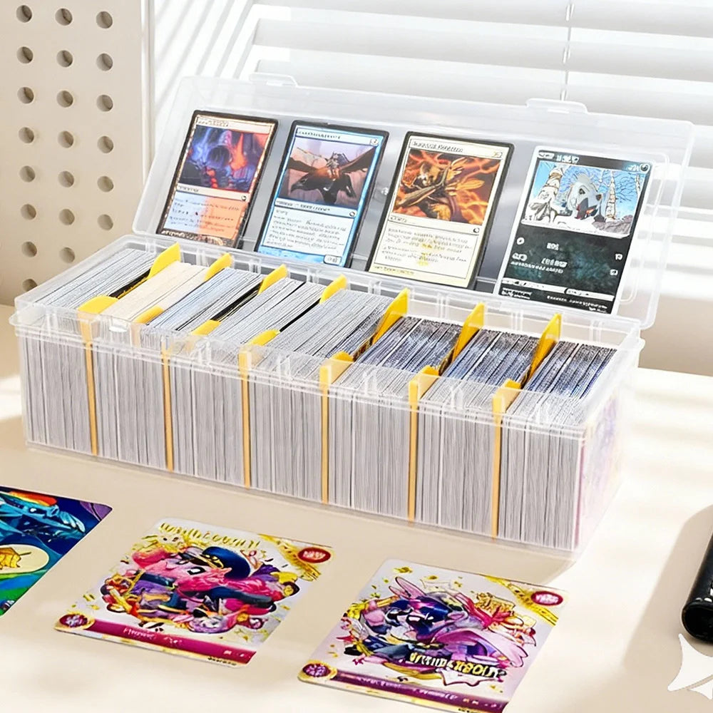 Holds 800+ Trading Card Storage Box for MTG PKM Cards Plastic Large Clear Compartmentalized Organizer Card Case for Sports PT