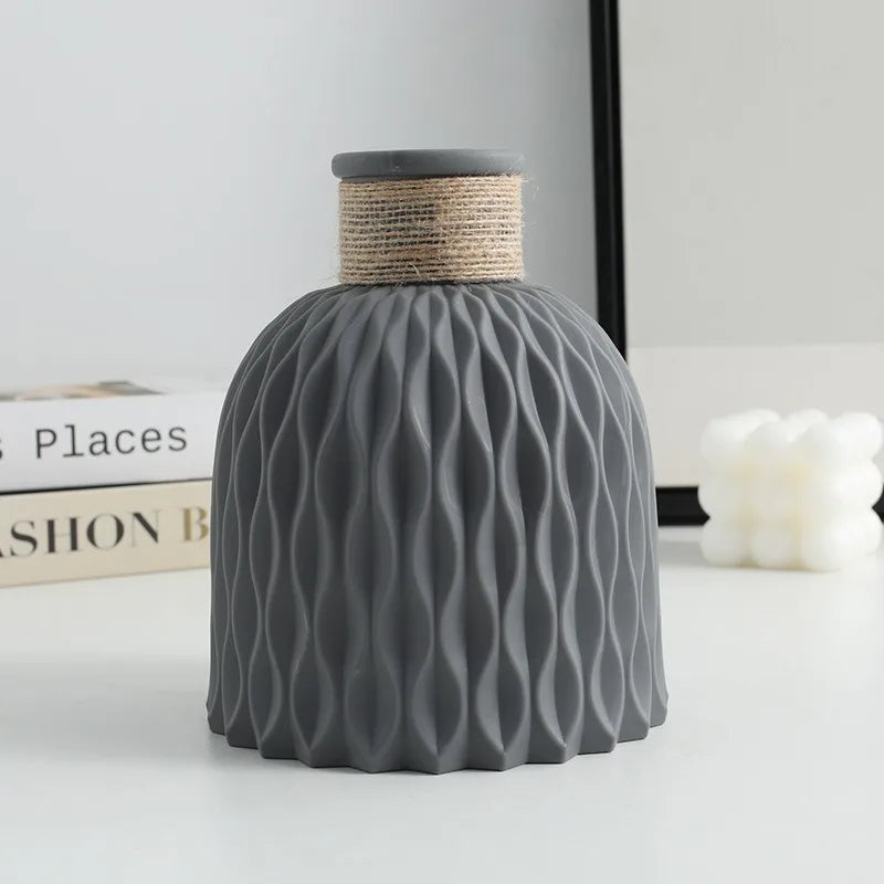 Scandinavian Home Decoration Vase (1PC) - Water Ripple Style, Twine Plastic, Small Flower Arrangement Vase, Minimalist Vase -