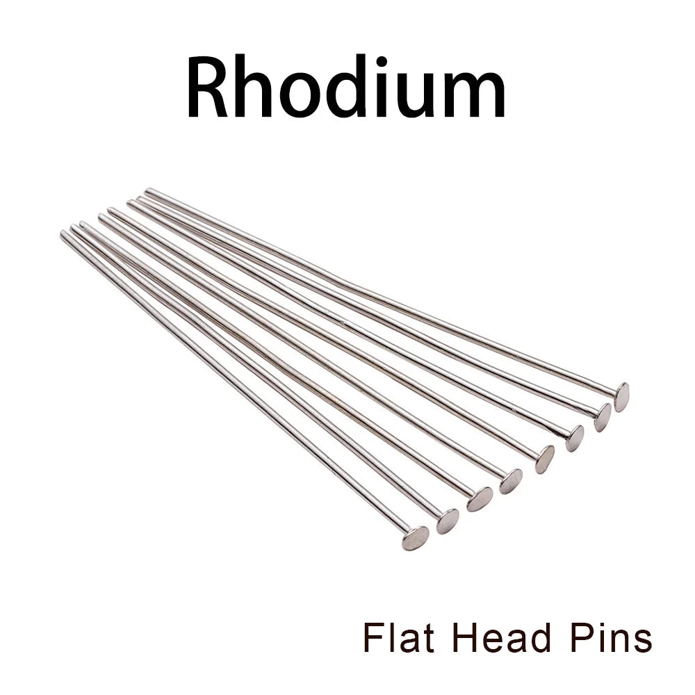 100-200Pcs/Lot 10-70mm Heads Eye Flat Head Pin Gold Plated Ball Head Pins for Jewelry Findings Making Accessories Supplies