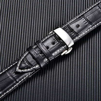 Genuine Calfskin Leather Watchbands Business Replace Watch Band 18mm 20mm 22mm 24mm With Butterfly Buckle Wristwatch Strap