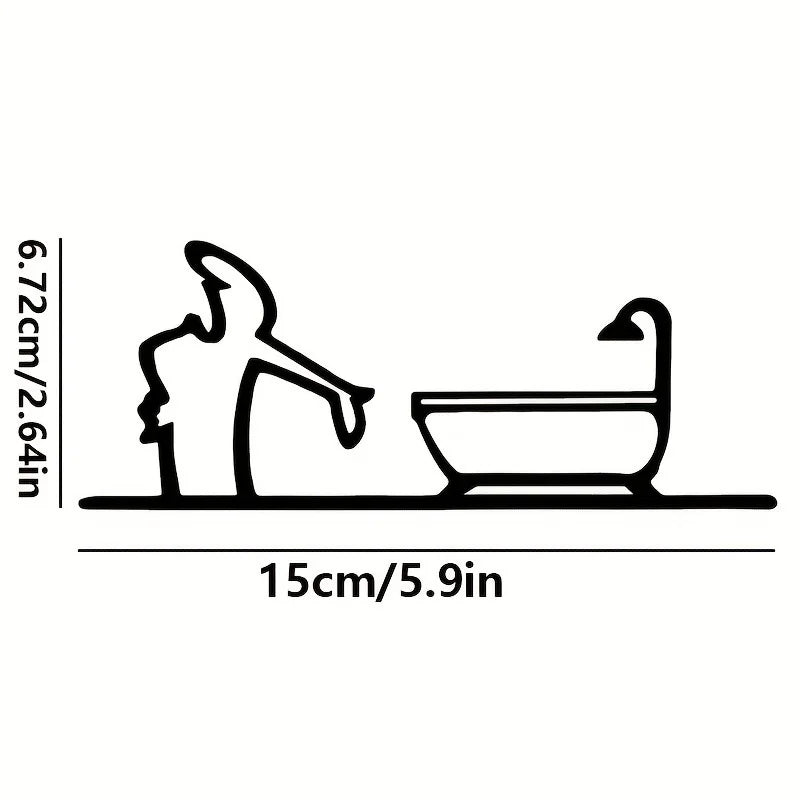 Bathroom Sign Black Shower Figure Wall Decoration Minimalist Line Rustic Door Sign Funny Shower Man Wall Art Home Decor - A
