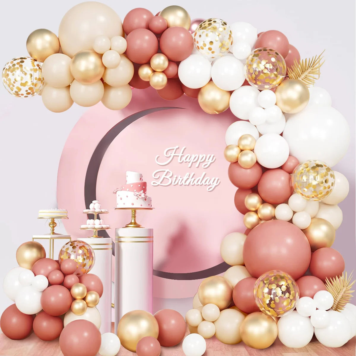 Retro Pink White Gold Balloons Garland Arch Kit Birthday Party Decoration Kids Baby Shower Wedding Party Supplies Letax Ballo