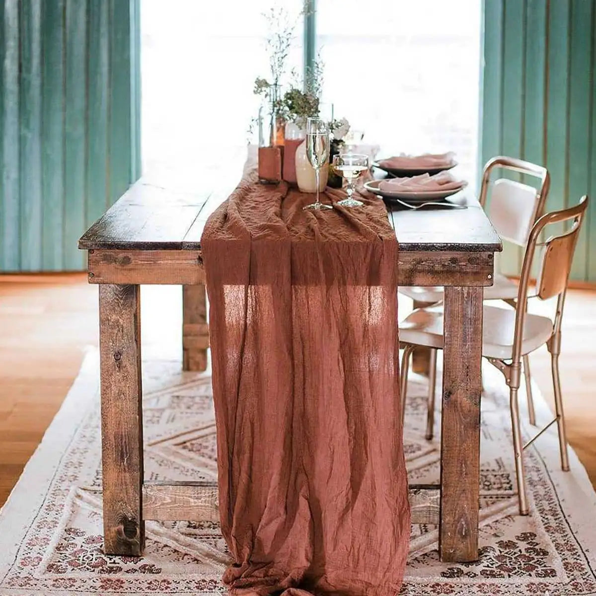 Semi-Sheer Gauze Table Runner Sage Cheesecloth Table Setting Dining Vintage Wedding Party Christmas Banquets Arches Cake Deco