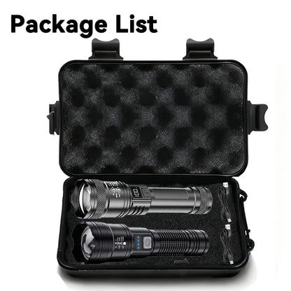 High Strong Power Led Flashlights 2000LM Tactical Torch with Display Light USB Charging Camping Fishing Emergency Zoom Lanter