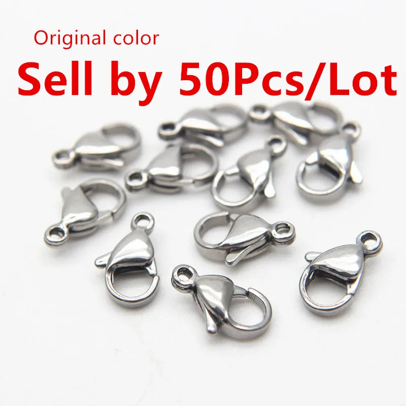 30-50Pcs 304 Stainless Steel Lobster Clasps Claw Clasps For Bracelet Necklace Chain Diy Jewelry Making Findings 9-15mm - Orig