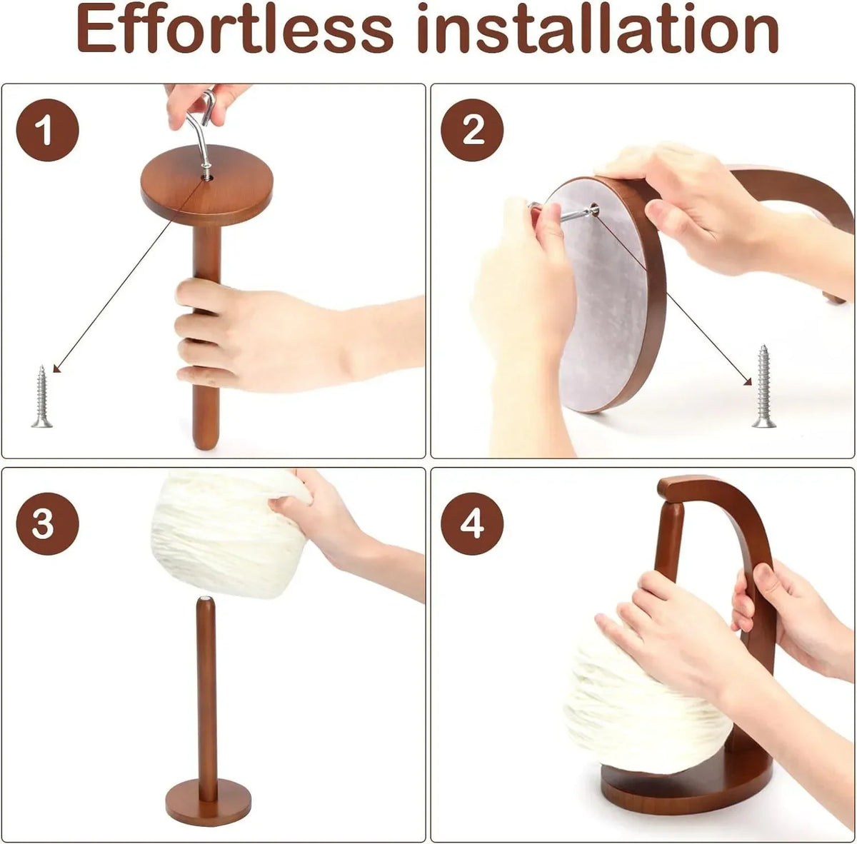 Wooden Yarn Holder Spinning Knitting Tools Crochet Yarn Holder Rotating Magnetic Thread Spool Wool Ball Winder Rotation Spinn