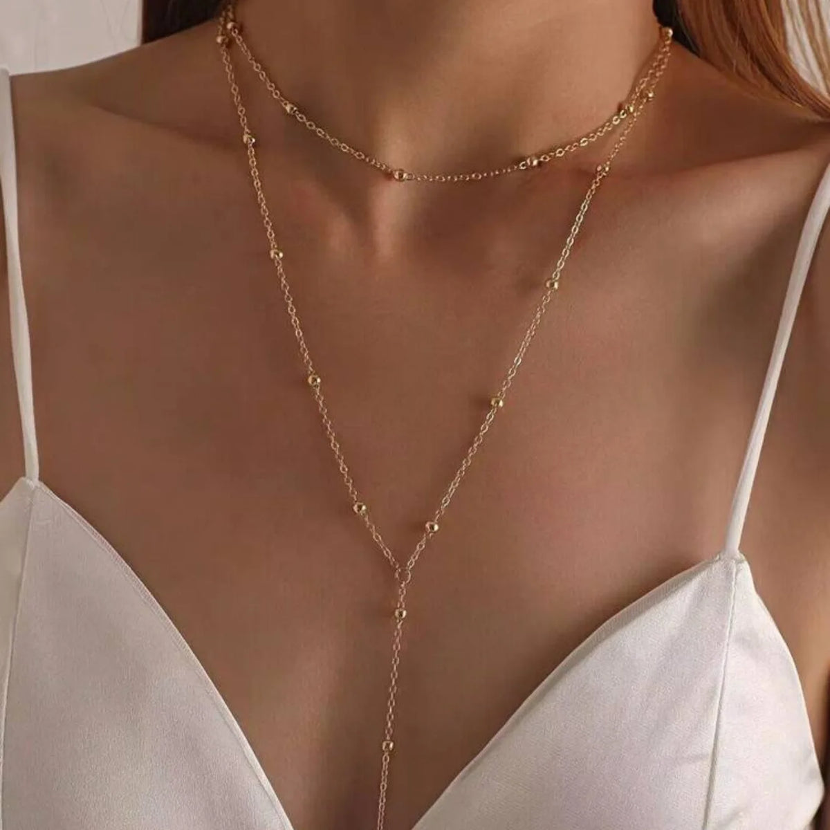 Stainless Steel Lariat Necklace Gold Plated, Dainty Long Necklace Laryered Necklaces For Women Girls, Y Shape Drop Pendant