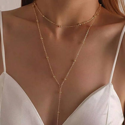 Stainless Steel Lariat Necklace Gold Plated, Dainty Long Necklace Laryered Necklaces For Women Girls, Y Shape Drop Pendant