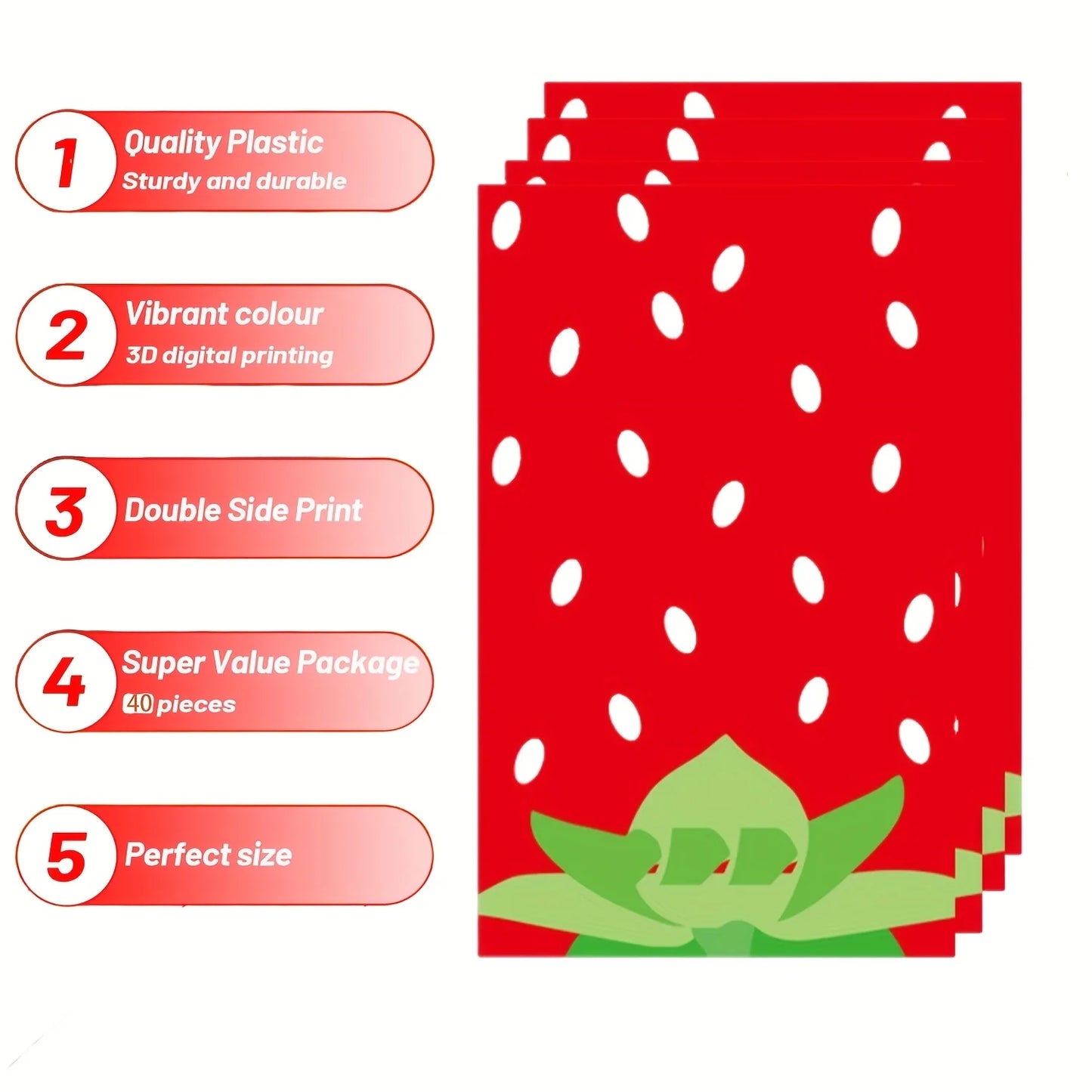 30pcs Strawberry Print Gift Bags Birthday Party Favor Bags Holiday Souvenir Bags