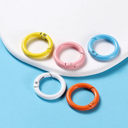 5Pcs/Lot 21 Colors Metal O Ring Spring Clasp Openable Round Carabiner Keychain Clips Hook Dog Chain DIY Jewelry Buckle Connec
