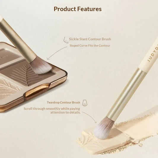 Judydoll Dual-ended Contour Brush - Soft Makeup Brush for Eye Shadow, Nose Contouring, Face Sculpting, Suitable for Beginners