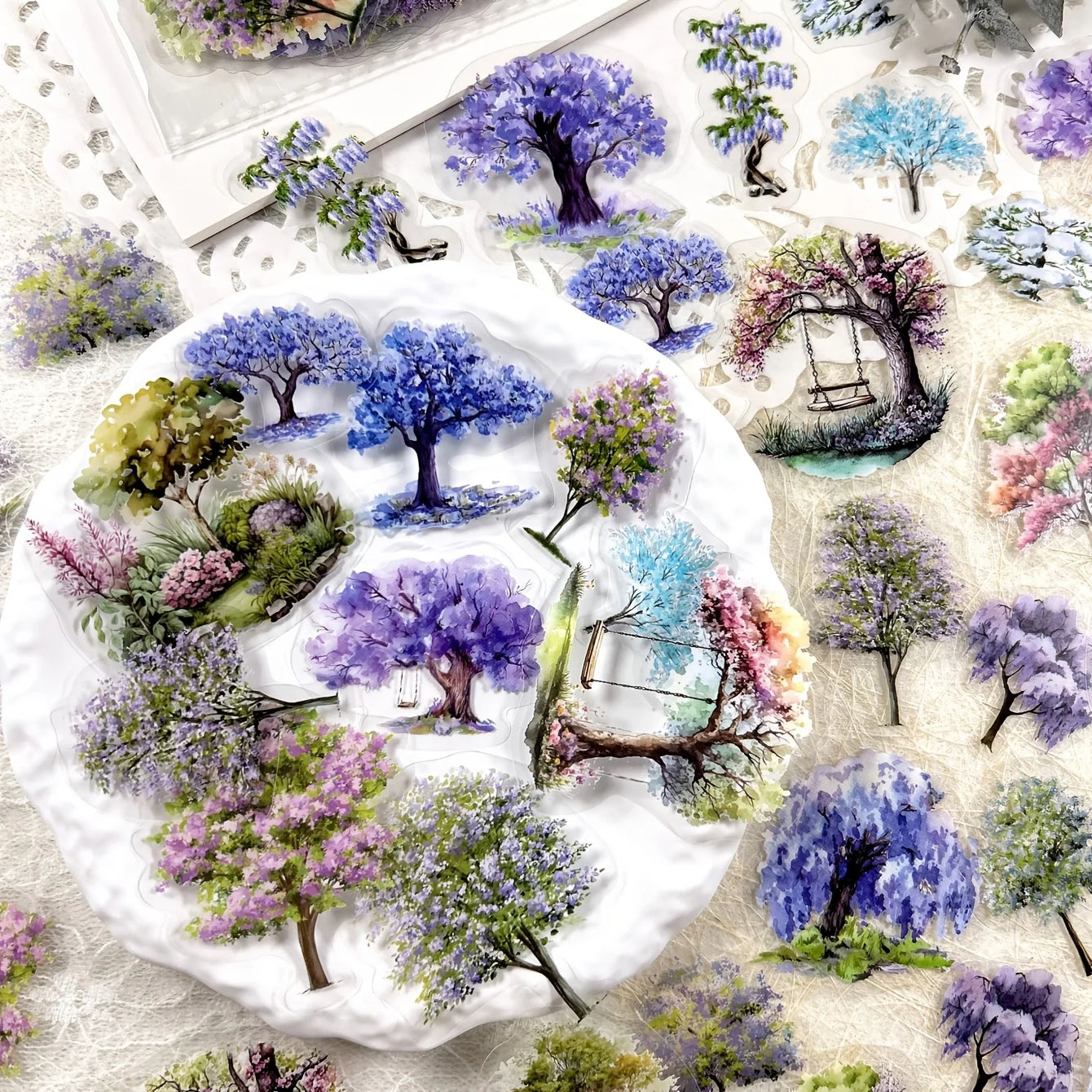 JIANQI 40pcs/pack Many Tree Materials stickers Four Season Decor DIY Hand Account Diary Scrapbooking Album Stickers Craft - D
