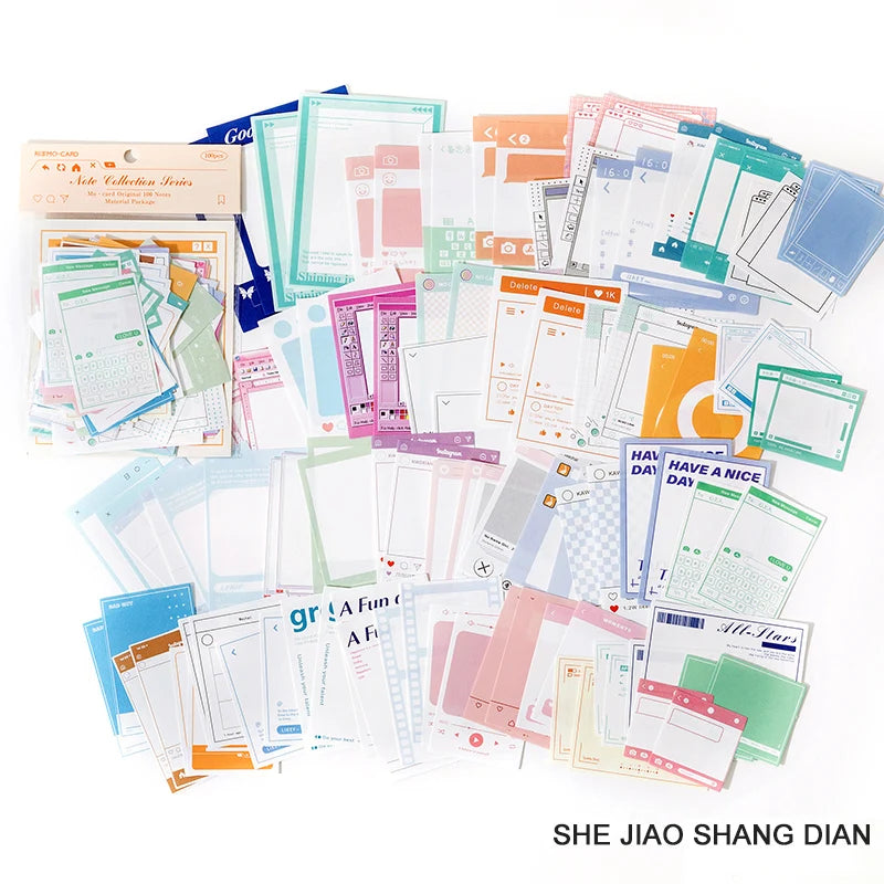 100 Sheets Vintage Journal Collage Material Pack DIY Scrapbooking Basic Decoration Memo Pad Background Notes Paper Stationery