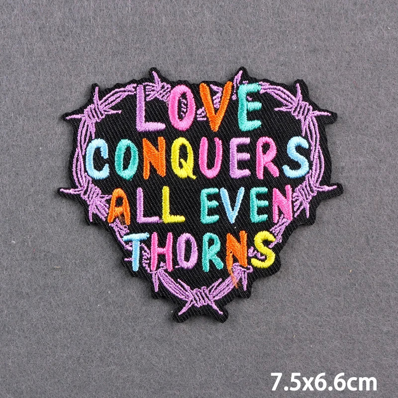 Warning Letters Embroidery Patches For Jeans Good Vibes Iron On Patch Thermoadhesive Patches For Clothes Applique Stickes Log