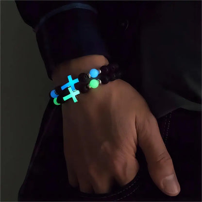 volcanic stone glow-in-the-dark vintage bracelet multi-colored luminous cross bracelet ornaments charm bracelet