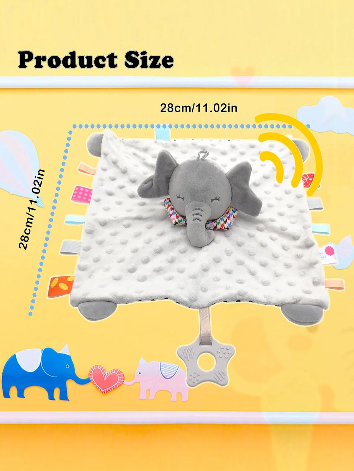 Elephant Baby Comforter Blanket Soft Appease Towel Baby Rattle Animals Toys Soothe Reassure Sleeping Towel Lathe HangingToddl