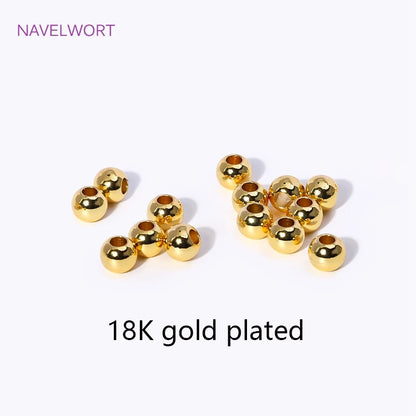 2/2.5/3/4/5/6mm 18K Gold Plated Loose Beads Brass Round Spacer Beads For Bracelet Making Findings,Accessories For Jewelry