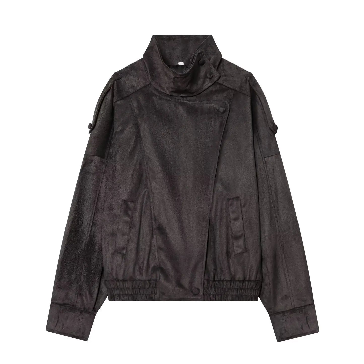 Women's Jacket 2026 Autunm New Black Long Sleeve Pebble Faux Leather Jacket Motorcycle Style Personality Fashion