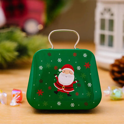 Christmas Decoration 2025 Metal Box Handbag Shape Tin Jar Jewelry Storage Case Kids Gift Can Storage Boxes 2026 Xms Party Dec
