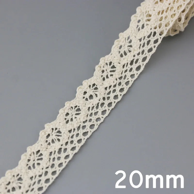 Lace Ribbon Trim, White Beige Cotton Embroidered Ribbon, 5 Meter Sewing Fabric, DIY Craft Materials, Elegant Lace for Gift Wr