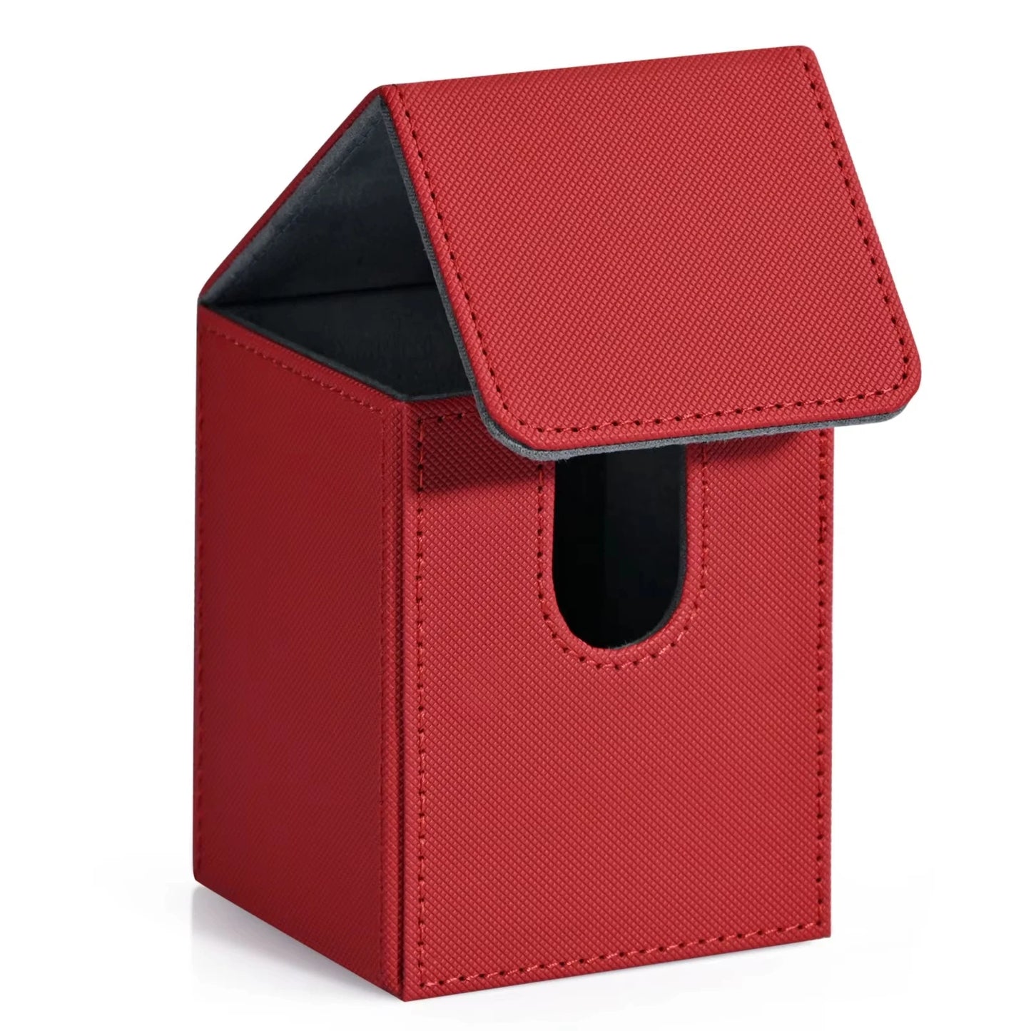 Card Deck Box,Card Storage Box holds 100+ Single Sleeved Cards, PU Leather Magnetic Closure for Magic cards TCG cards - Red B