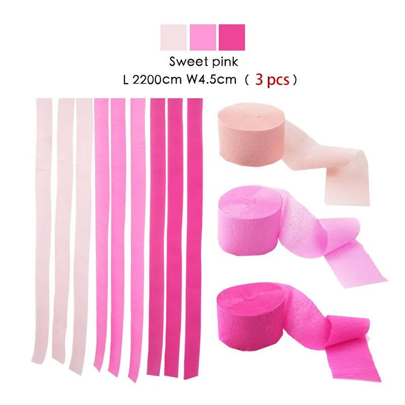 3pcs/set Rainbow Crepe Paper Streamers for Wedding Birthday Party Backdrop Decoration Colorful Paper Crepe Garland Ribbon Dec