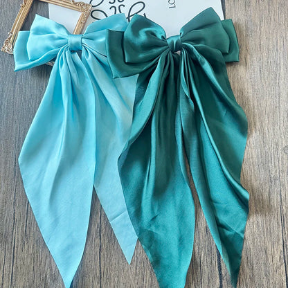 Bow Ribbon Hair Clip for Women Bowknot Barrettes Girls Solid Stain Spring Ponytail Clip Headband Hair Accessories Headwear Gi
