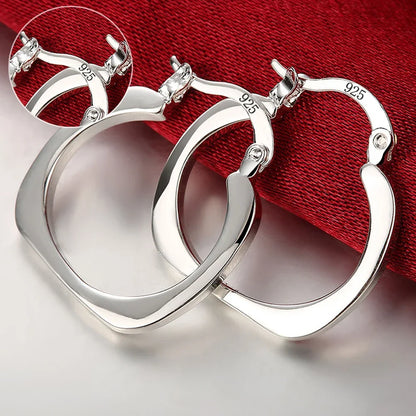 925 Sterling Silver Earrings Simple Round Circle Hoop Earrings For Woman Fashion Wedding Engagement Charm Jewelry - Multicolo