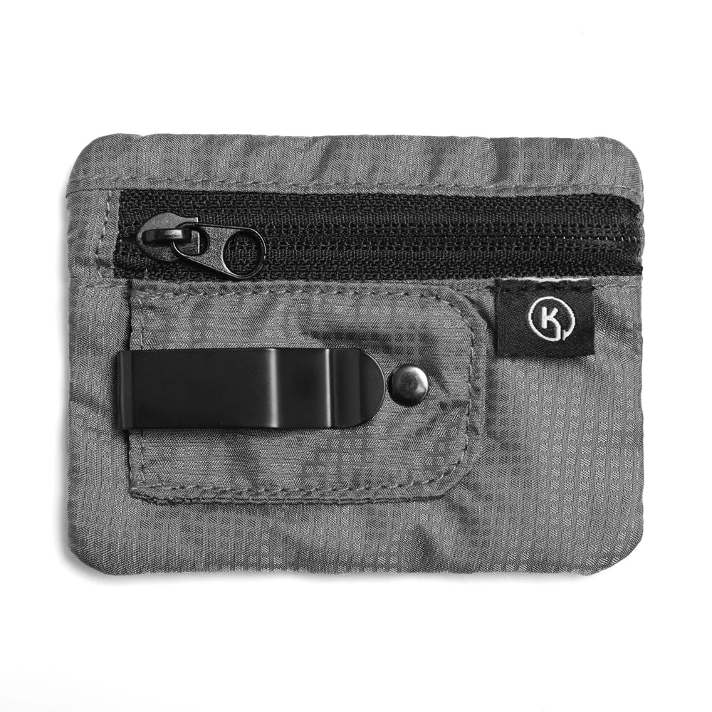 Mini Coin Purse Simple Fabric Pouch with Zipper & Belt Clip Non-braided RFID Blocking Money Bag Organizer for Cash and Coins 