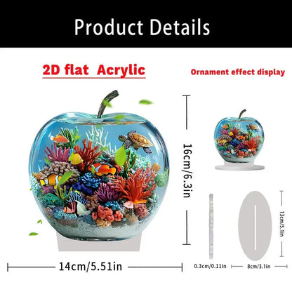 2D Acrylic Apple Landscape Desktop Decoration Ornament Home Living Room Entrance Tabletop Decoration Office Table Ornament - 