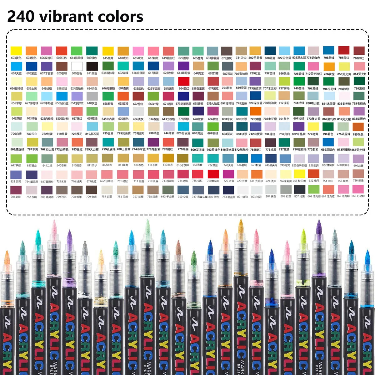 12-366 Colors Acrylic Marker Set Waterproof Acrylic Brush Marker Professional Acrylic Painting Marker DIY Art Supplies - 240 