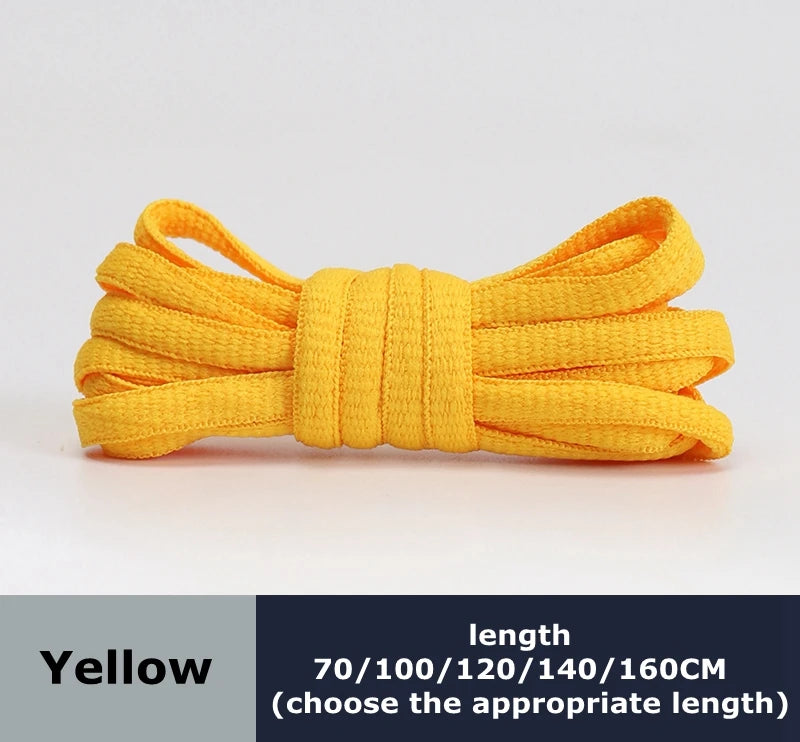 Men's And Women's Sports Shoelaces Color Flat Semicircular Shoelace Suitable For All Shoes Round Laces 23 Colors 1 Pair - YEL