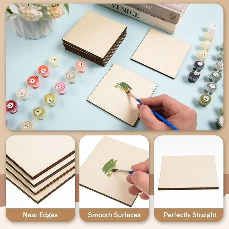 5pcs/lot 10/20cm Smooth Unfinished Wood Squares 2mm Thickness Blank Wooden Square Board for DIY Crafts Engraving and Carving