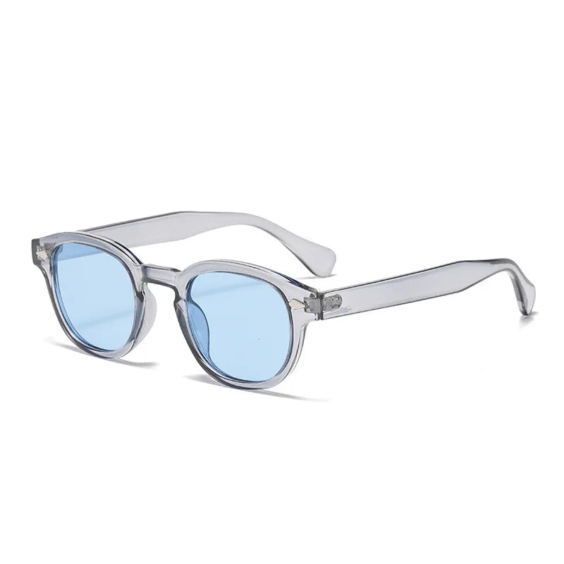 JNPCXI Vintage Round Sunglasses Women Men Retro Rivet Blue Gradient Female Sun Glasses UV400 - A6 Gray Blue