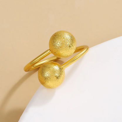 LATS Exaggeration Punk Metal Personality Irregular Three-layer Design Ball-Shape Open Ring for Women Fashion Simple Jewelry G