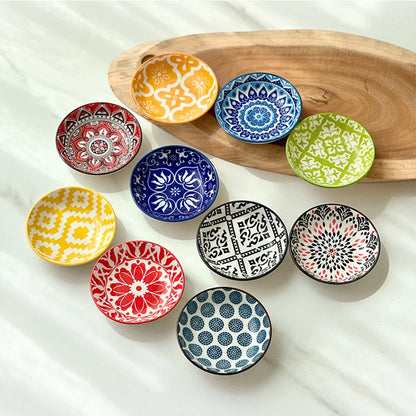 6/10 Pieces of Ceramic Condiment Dishes, Bohemian Plates, Sauce Dishes, Household Soy Sauce Vinegar Spice Dishes, Suitable fo