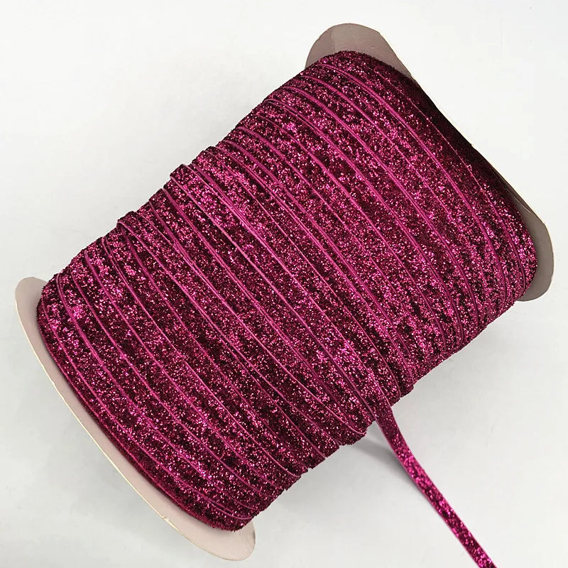 New 6mm Glitter Velvet Ribbon No Elastic Single Face Ribbon Headband Clips Bow Decoration - 08