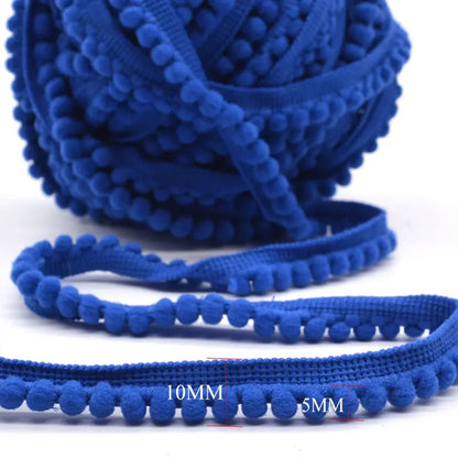 5/10Meters Mini Pom Pom Trim Ball Fringe Ribbon Lace Trim DIY Sewing Fringe Pompoms Lace for Pillow Curtains Home Decor 35Col