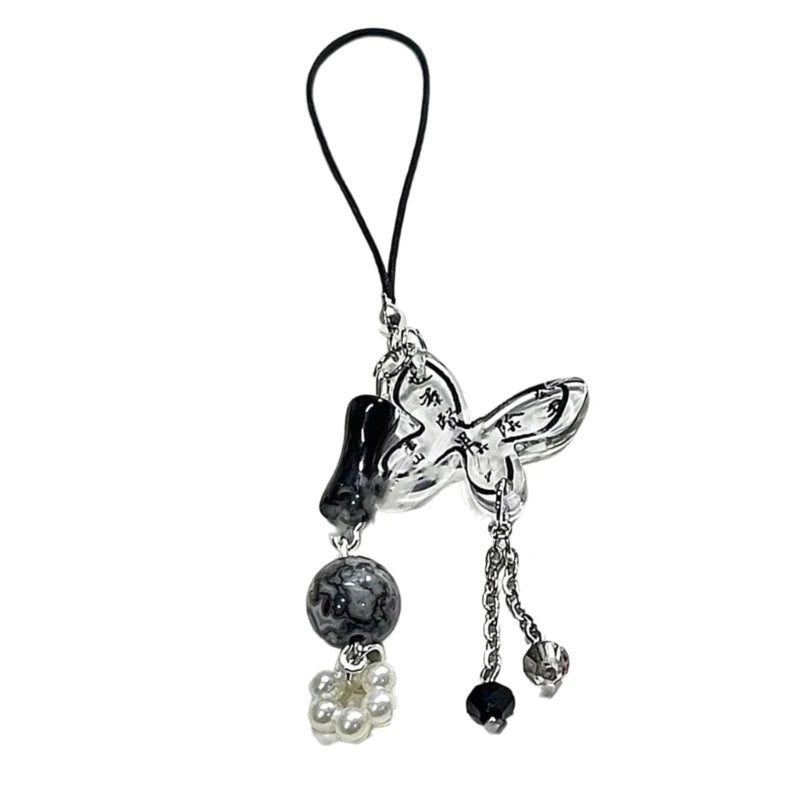 Acrylic Chinese Style Butterfly Pendant Phone Charm DIY Handmade Fan Calligraphy Mobile Phone Strap Anti-Lost Hanging Cord - 